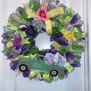 Spring Time Fresh Flowers front door wreath